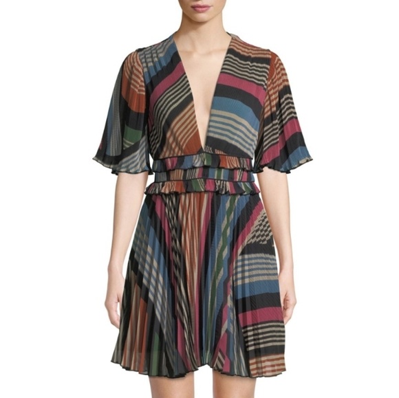 SAYLOR Dresses & Skirts - Saylor Elaine NWT Pleated Multi-Stripe Dress, L